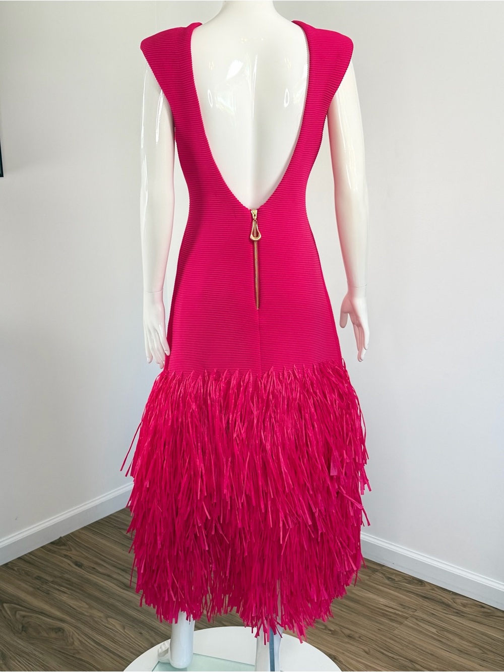 Aje Rushes Raffia Midi Dress Pink Large NWT RARE - Picture 8 of 13